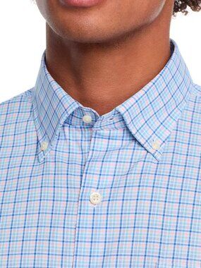 NWT Peter Millar Albert Crown Lite Cotton-Stretch Sport Shirt Plaid XL $160